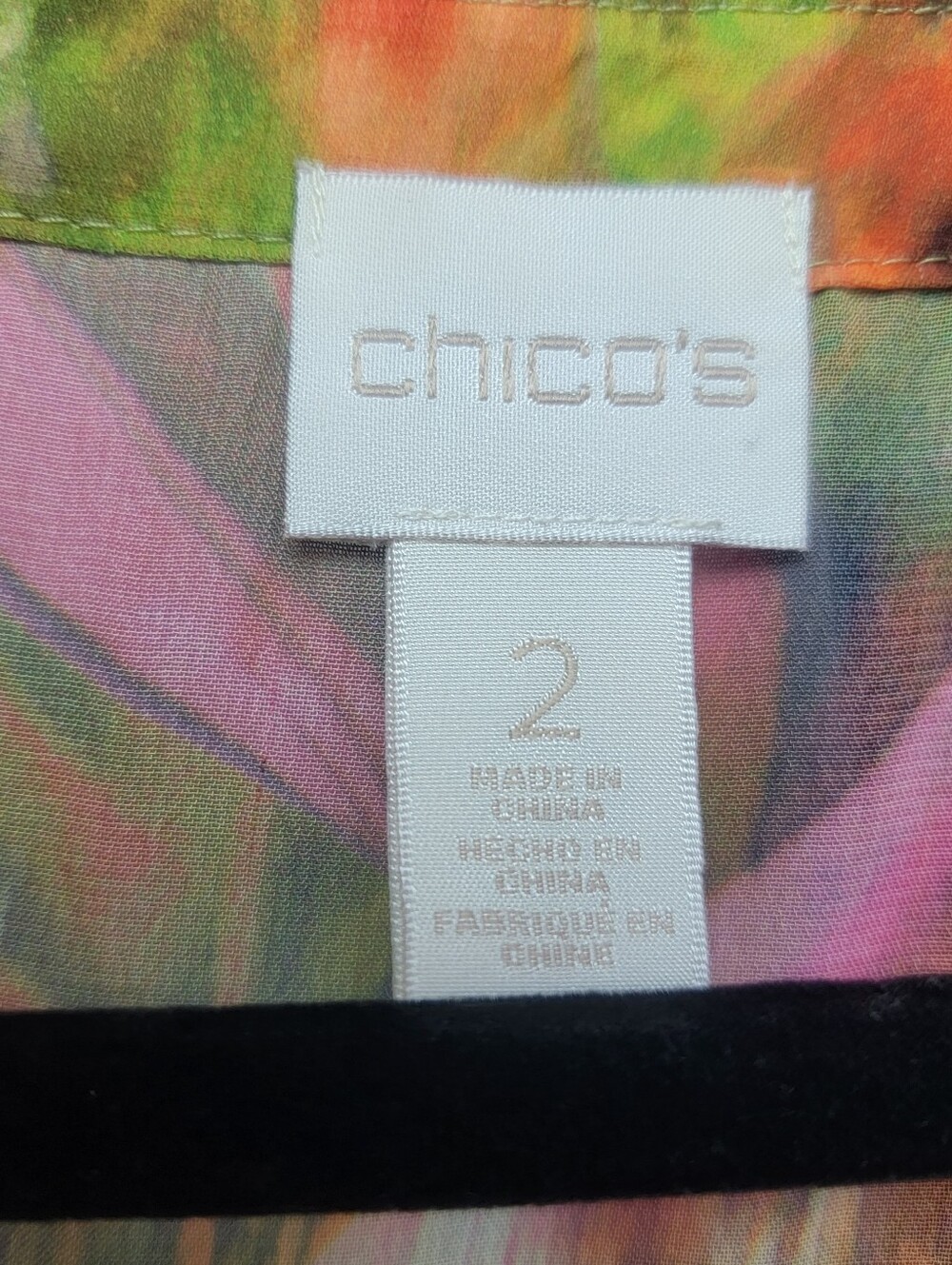 Chico's 2 Pieces Top Blouse Blue Orange Green Chiffon Sumer Abstract Multicolor - Picture 11 of 16